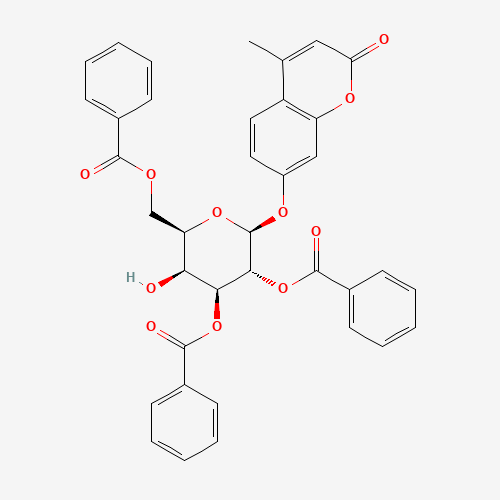 4-Methylumbelliferyl 2,3,6-Tri-O-benzoyl-b-D-galactopyranoside (CAS: 849207-61-0) - Chemical Structure and Molecular Formula 