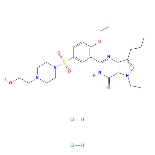 Mirodenafil Dihydrochloride (CAS: 862189-96-6) - Chemical Structure and Molecular Formula 