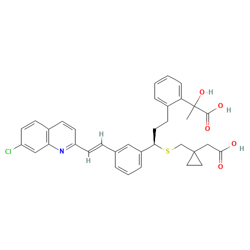 Montelukast Dicarboxylic Acid (CAS: 213380-27-9) - Chemical Structure and Molecular Formula 