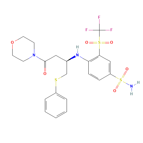 4-[[(1R)-3-(4-Morpholinyl)-3-oxo-1-[(phenylthio)methyl]propyl]amino]-3-trifluoromethylsulfonyl-benzenesulfonamide (CAS: 1027345-11-4) - Chemical Structure and Molecular Formula 