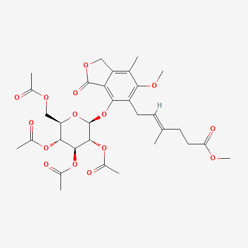Mycophenolic Acid Methyl Ester Phenolic 6-(2,3,4,6-tetra-O-Acetyl-b-D-glucoside) (CAS: 1186295-42-0) - Chemical Structure and Molecular Formula 