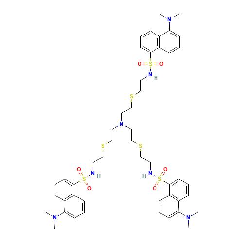 N,N',N''-[Nitrilotris(2,1-ethanediylthio-2,1-ethanediyl)]tris[5-(dimethylamino)-1-naphthalenesulfonamide (CAS: 1350343-28-0) - Chemical Structure and Molecular Formula 