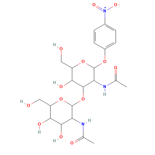 4-Nitrophenyl 2-Acetamido-3-O-(2-acetamido-2-deoxy-b-D-glucopyranosyl)-2-deoxy-a-D-galactopyranoside (CAS: 125455-64-3) - Chemical Structure and Molecular Formula 