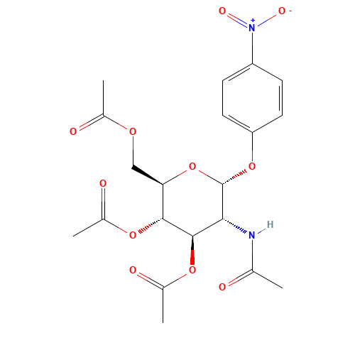 p-Nitrophenyl 2-Acetamido-2-deoxy-3,4,6-tri-O-acetyl-a-D-glucopyranoside (CAS: 13089-23-1) - Chemical Structure and Molecular Formula 