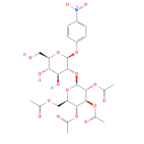 4-Nitrophenyl 2-O-(2,3,4,6-Tetra-O-acetyl-b-D-glucopyranosyl)-b-D-glucopyranoside (CAS: 26255-69-6) - Chemical Structure and Molecular Formula 