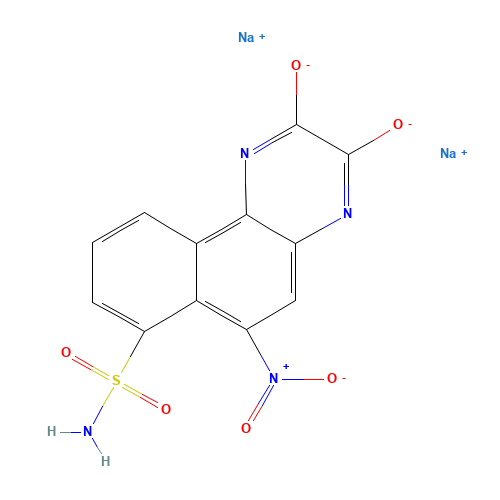 6-Nitro-7-sulfamoylbenzo[f]quinoxaline-2,3-dione, Disodium Salt (CAS: 479347-86-9) - Chemical Structure and Molecular Formula 