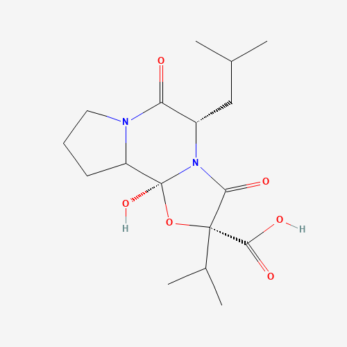 (2R,5S,10aS,10bS)-Octahydro-10b-hydroxy-5-isobutyl-2-isopropyl-3,6-dioxo-8H-oxazolo[3,2-a]pyrrolo[2,1-c]pyrazine-2-carboxylic Acid (CAS: 24177-07-9) - Related Chemical Product