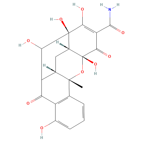 (6aS,7aR,8S,11aR,12aS)-5,6a,7,7a,8,9,11a,12a-Octahydro-4,8,11,11a,13-pentahydroxy-12a-methyl-5,9-dioxo-6,8-methano-6H-benzo[c]xanthene-10-carboxamide (CAS: 1268494-44-5) - Related Chemical Product