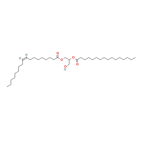 rac 1-Oleoyl-2-palmitoylglycerol (CAS: 3331-34-8) - Chemical Structure and Molecular Formula 