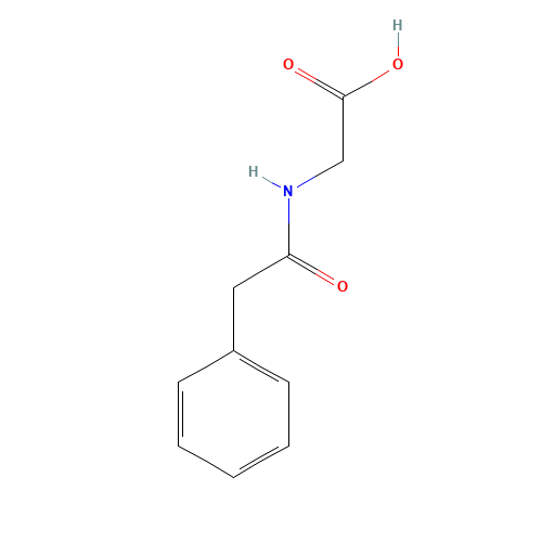 N-Phenylacetylglycine (CAS: 500-98-1) - Chemical Structure and Molecular Formula 