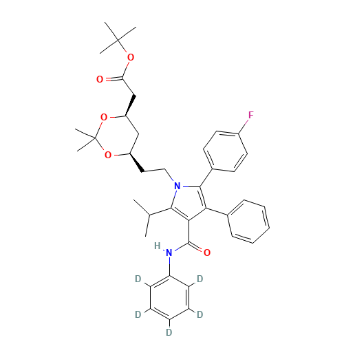 (6-{2-[3-(4-Phenylcarbamoyl)-5-(4-fluoro-phenyl)-2-isopropyl-4-phenyl-d5-pyrrol-1-yl]-ethyl}-2,2-dimethyl-[1,3]-dioxane-4-yl)-acetic Acid, tert-Butyl Ester (CAS: 265989-34-2) - Related Chemical Product