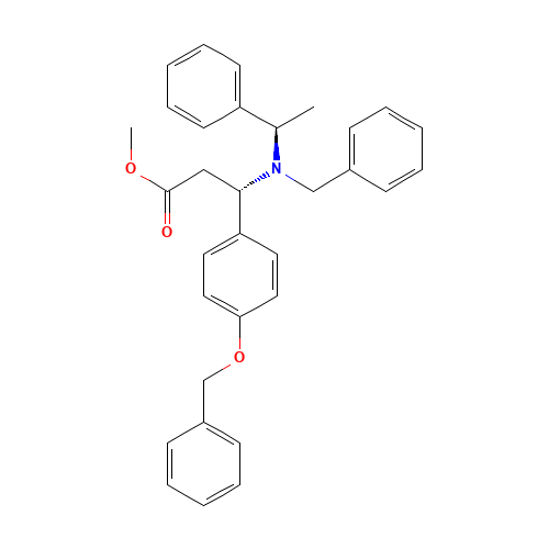 (bS)-b-[[(1R)-1-Phenylethyl](phenylmethyl)amino]-4-(phenylmethoxy)-benzenepropanoic Acid Methyl Ester (CAS: 134430-95-8) - Chemical Structure and Molecular Formula 