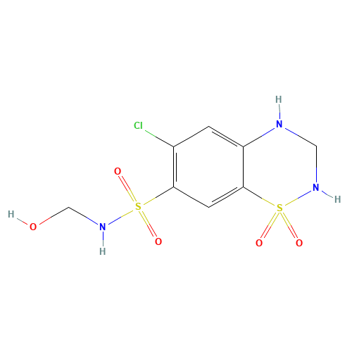 7-Sulfonamido-N-hydroxymethyl Hydrochlorothiazide (CAS: 2958-18-1) - Chemical Structure and Molecular Formula 