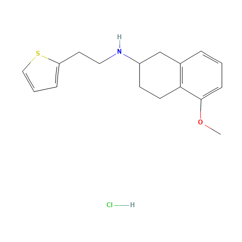 rac-N-(1,2,3,4-Tetrahydro-5-methoxy-2-naphthalenyl)-2-thiopheneethanamine Hydrochloride (CAS: 102120-96-7) - Chemical Structure and Molecular Formula 