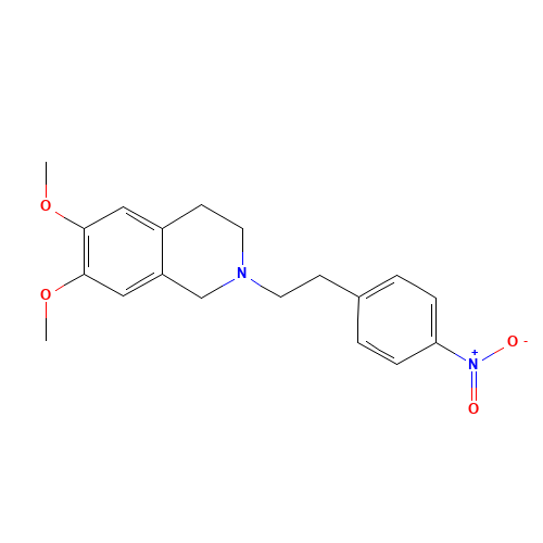 1,2,3,4-Tetrahydro-6,7-dimethoxy-2-[2-(4-nitrophenyl)ethyl]isoquinoline (CAS: 82925-01-7) - Chemical Structure and Molecular Formula 