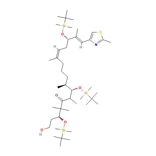 (3S,6R,7S,8S,12Z,15S,16E)-3,7,15-Tris-{[tert-butyl(dimethyl)silyl]oxy}-1-hydroxy-4,4,6,8,12,16-hexamethyl-17-(2-methyl-1,3-thiazol-4-yl)heptadeca-12,16-dien-5-one (CAS: 193146-53-1) - Chemical Structure and Molecular Formula 