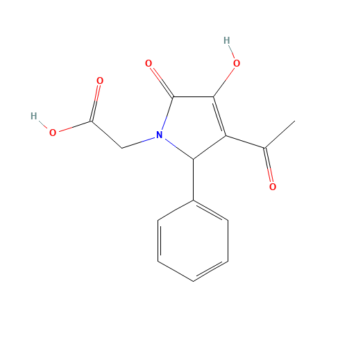(3-Acetyl-4-hydroxy-5-oxo-2-phenyl-2,5-dihydro-pyrrol-1-yl)acetic acid (CAS: 220128-11-0) - Chemical Structure and Molecular Formula 