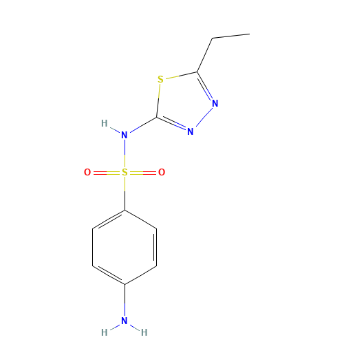 4-Amino-N-(5-ethyl-[1,3,4]thiadiazol-2-yl)-benzene sulfonamide (CAS: 94-19-9) - Chemical Structure and Molecular Formula 