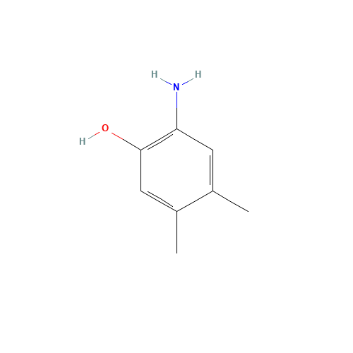 2-Amino-4,5-dimethylphenol (CAS: 6623-41-2) - Chemical Structure and Molecular Formula 