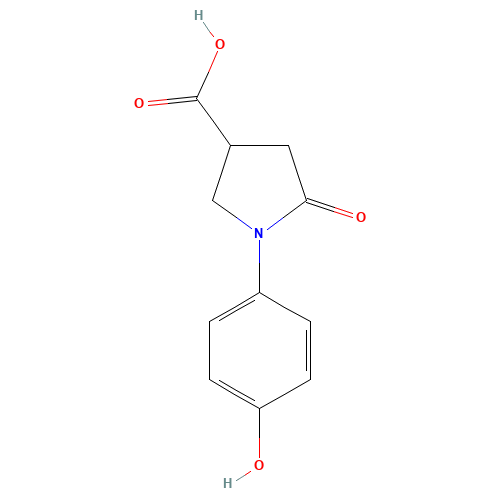 1-(4-Hydroxy-phenyl)-5-oxo-pyrrolidine-3-carboxylic acid (CAS: 39629-88-4) - Chemical Structure and Molecular Formula 