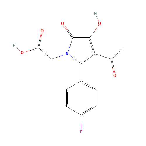 [3-Acetyl-2-(4-fluoro-phenyl)-4-hydroxy-5-oxo-2,5-dihydro-pyrrol-1-yl]-acetic acid (CAS: 309270-57-3) - Chemical Structure and Molecular Formula 