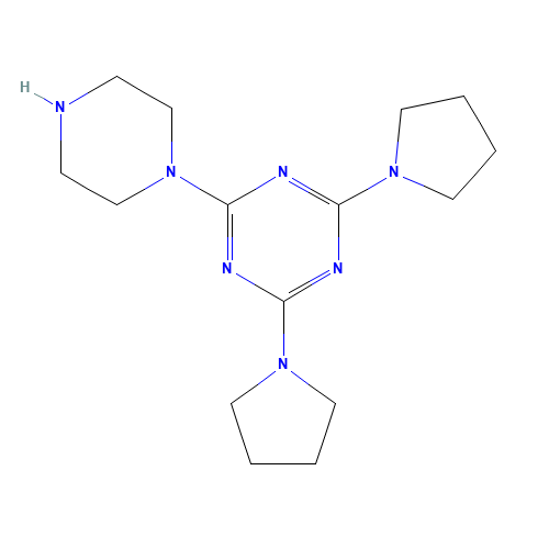 2-Piperazin-1-yl-4,6-di-pyrrolidin-1-yl-[1,3,5]triazine (CAS: 111668-00-9) - Chemical Structure and Molecular Formula 