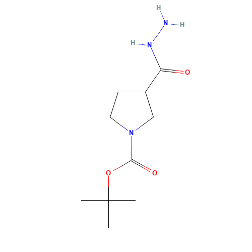 3-Hydrazinocarbonyl-pyrrolidine-1-carboxylic acid tert-butyl ester (CAS: 411238-88-5) - Chemical Structure and Molecular Formula 