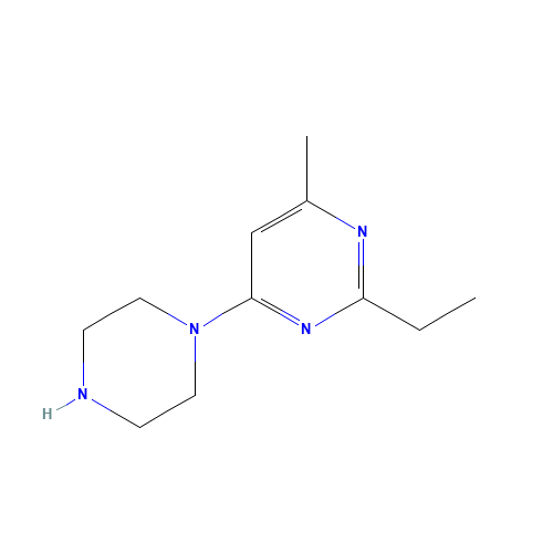 2-Ethyl-4-methyl-6-piperazin-1-yl-pyrimidine (CAS: 883540-07-6) - Chemical Structure and Molecular Formula 