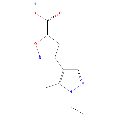3-(1-Ethyl-5-methyl-1H-pyrazol-4-yl)-4,5-dihydro-isoxazole-5-carboxylic acid (CAS: 957258-38-7) - Related Chemical Product