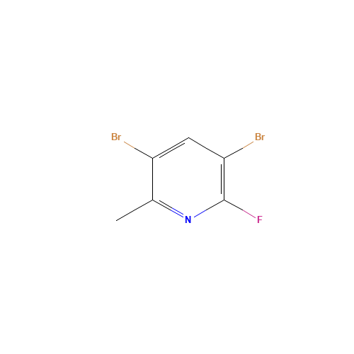 3,5-Dibromo-2-fluoro-6-methylpyridine (CAS: 632628-07-0) - Chemical Structure and Molecular Formula 