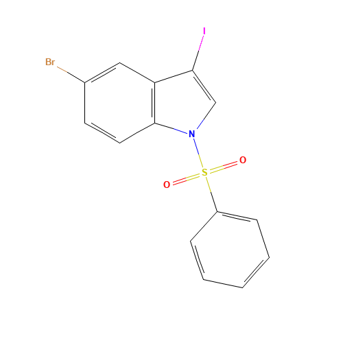 5-Bromo-3-iodo-1-(phenylsulfonyl)indole (CAS: 582305-43-9) - Chemical Structure and Molecular Formula 