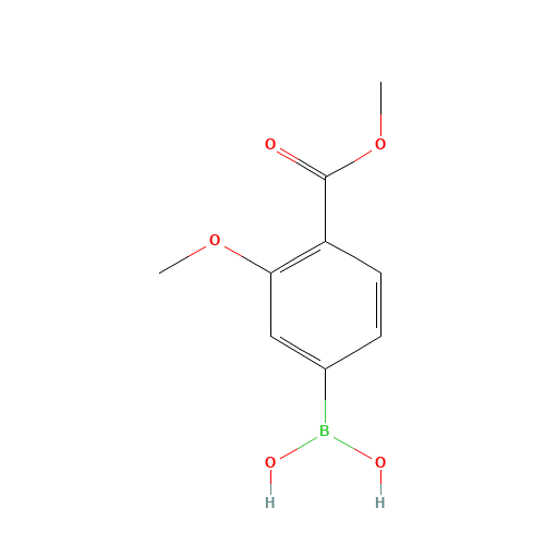 3-Methoxy-4-methoxycarbonylphenylboronic acid (CAS: 603122-41-4) - Chemical Structure and Molecular Formula 