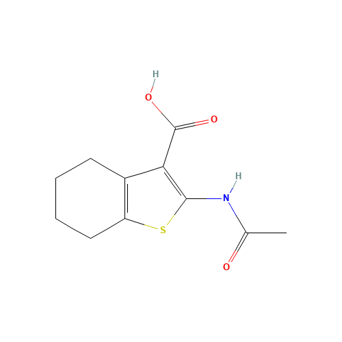 2-(Acetylamino)-4,5,6,7-tetrahydro-1-benzothiophene-3-carboxylic acid (CAS: 13130-43-3) - Chemical Structure and Molecular Formula 