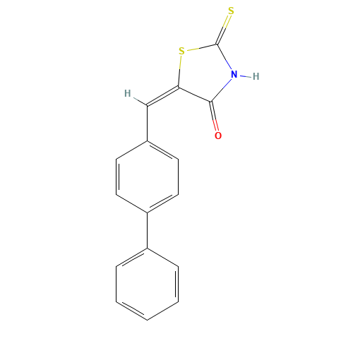 (5E)-5-(Biphenyl-4-ylmethylene)-2-mercapto-1,3-thiazol-4(5H)-one (CAS: 110932-40-6) - Chemical Structure and Molecular Formula 