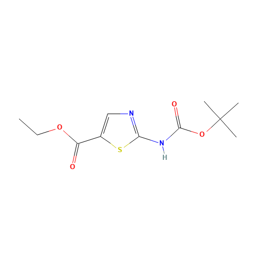 Ethyl 2-[(tert-butoxycarbonyl)amino]-1,3-thiazole-4-carboxylate (CAS: 302964-01-8) - Chemical Structure and Molecular Formula 