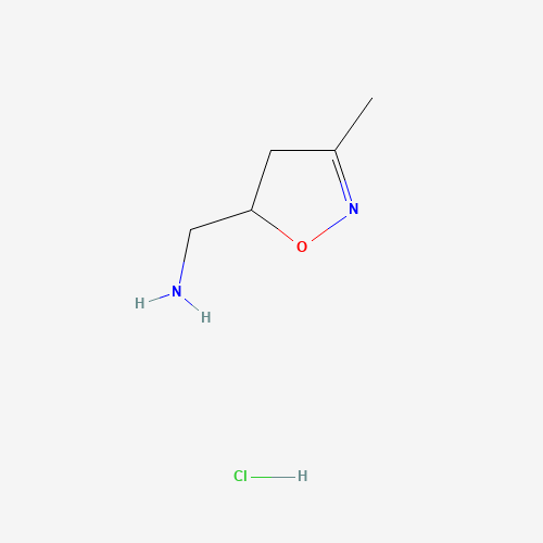 [(3-Methyl-4,5-dihydroisoxazol-5-yl)methyl]amine hydrochloride (CAS: 1185301-13-6) - Chemical Structure and Molecular Formula 