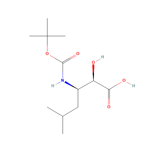 Boc-(2R,3R)-3-amino-2-hydroxy-5-methylhexanoic acid (CAS: 73397-26-9) - Chemical Structure and Molecular Formula 