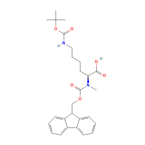 Fmoc-Nalpha-methyl-Ne-t-Boc-L-lysine (CAS: 197632-76-1) - Chemical Structure and Molecular Formula 