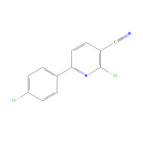 2-Chloro-6-(4-chlorophenyl)nicotinonitrile (CAS: 84596-41-8) - Chemical Structure and Molecular Formula 