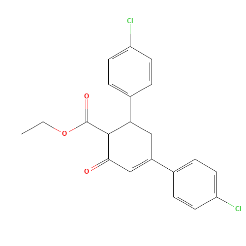 Ethyl 4,6-bis(4-chlorophenyl)-2-oxo-3-cyclohexene-1-carboxylate (CAS: 26379-96-4) - Chemical Structure and Molecular Formula 