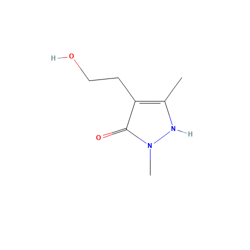 4-(2-Hydroxyethyl)-2,5-dimethyl-1,2-dihydro-3H-pyrazol-3-one (CAS: 258281-02-6) - Chemical Structure and Molecular Formula 