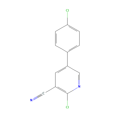 2-Chloro-5-(4-chlorophenyl)nicotinonitrile (CAS: 35982-99-1) - Chemical Structure and Molecular Formula 