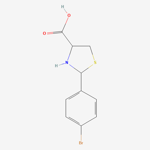 2-(4-Bromophenyl)-1,3-thiazolane-4-carboxylic acid (CAS: 69570-83-8) - Chemical Structure and Molecular Formula 
