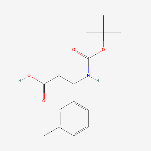 3-[(tert-Butoxycarbonyl)amino]-3-(3-methylphenyl)propanoic acid (CAS: 284493-57-8) - Chemical Structure and Molecular Formula 