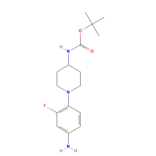 tert-Butyl 4-(4-amino-2-fluorophenyl)tetrahydro-1(2H)-pyrazinecarboxylate (CAS: 1000053-23-5) - Chemical Structure and Molecular Formula 