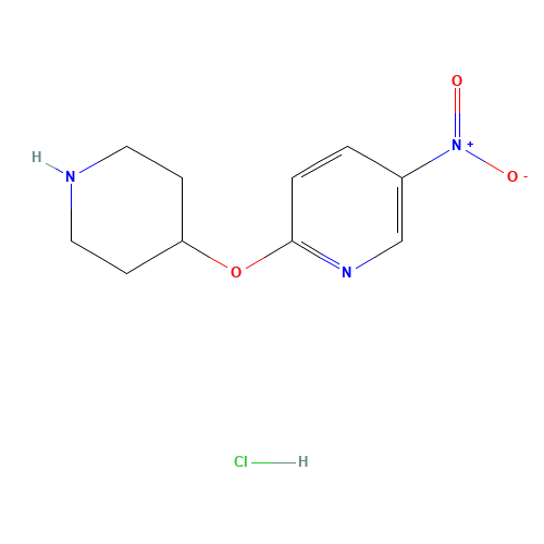 5-Nitro-2-(4-piperidinyloxy)pyridine hydrochloride (CAS: 1185309-69-6) - Chemical Structure and Molecular Formula 