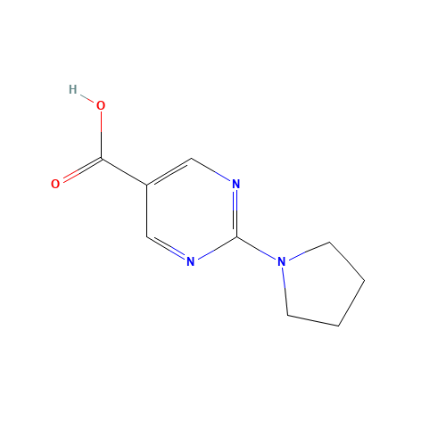 2-(1-Pyrrolidinyl)-5-pyrimidinecarboxylic acid (CAS: 253315-06-9) - Chemical Structure and Molecular Formula 