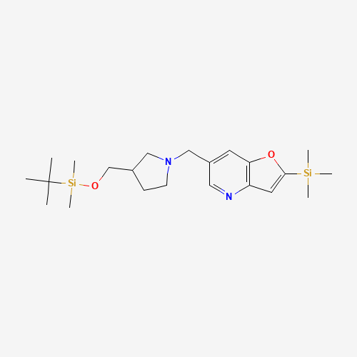 6-((3-((tert-Butyldimethylsilyloxy)methyl)pyrrolid in-1-yl)methyl)-2-(trimethylsilyl)furo[3,2-b]pyri (CAS: 1188993-09-0) - Related Chemical Product