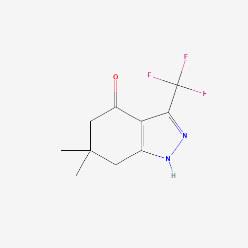 6,6-Dimethyl-3-(trifluoromethyl)-1,5,6,7-tetrahydro-4H-indazol-4-one (CAS: 908111-34-2) - Chemical Structure and Molecular Formula 