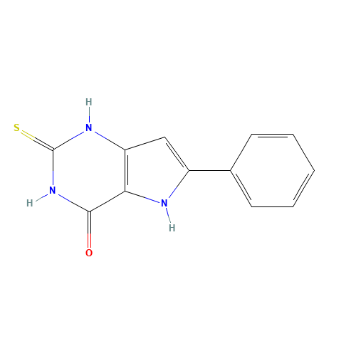 2-Mercapto-6-phenyl-5H-pyrrolo-[3,2-d]pyrimidin-4-ol (CAS: 237435-30-2) - Chemical Structure and Molecular Formula 